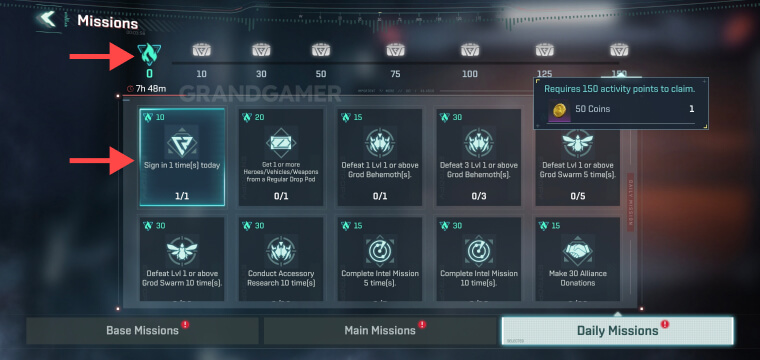 Completed Daily Missions in Entropy 2099