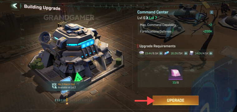 Upgrading the Command Center building in Entropy 2099